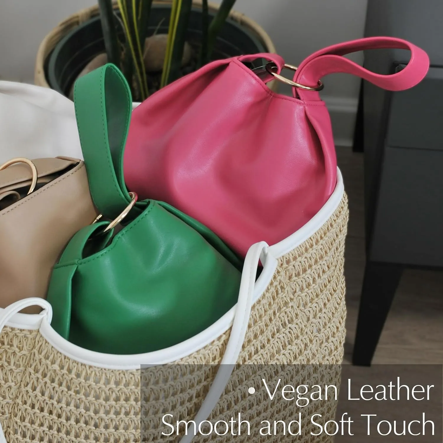 Women's Clutch Soft Vegan Leather Hobo Top Handle Bag Small Tote Purse