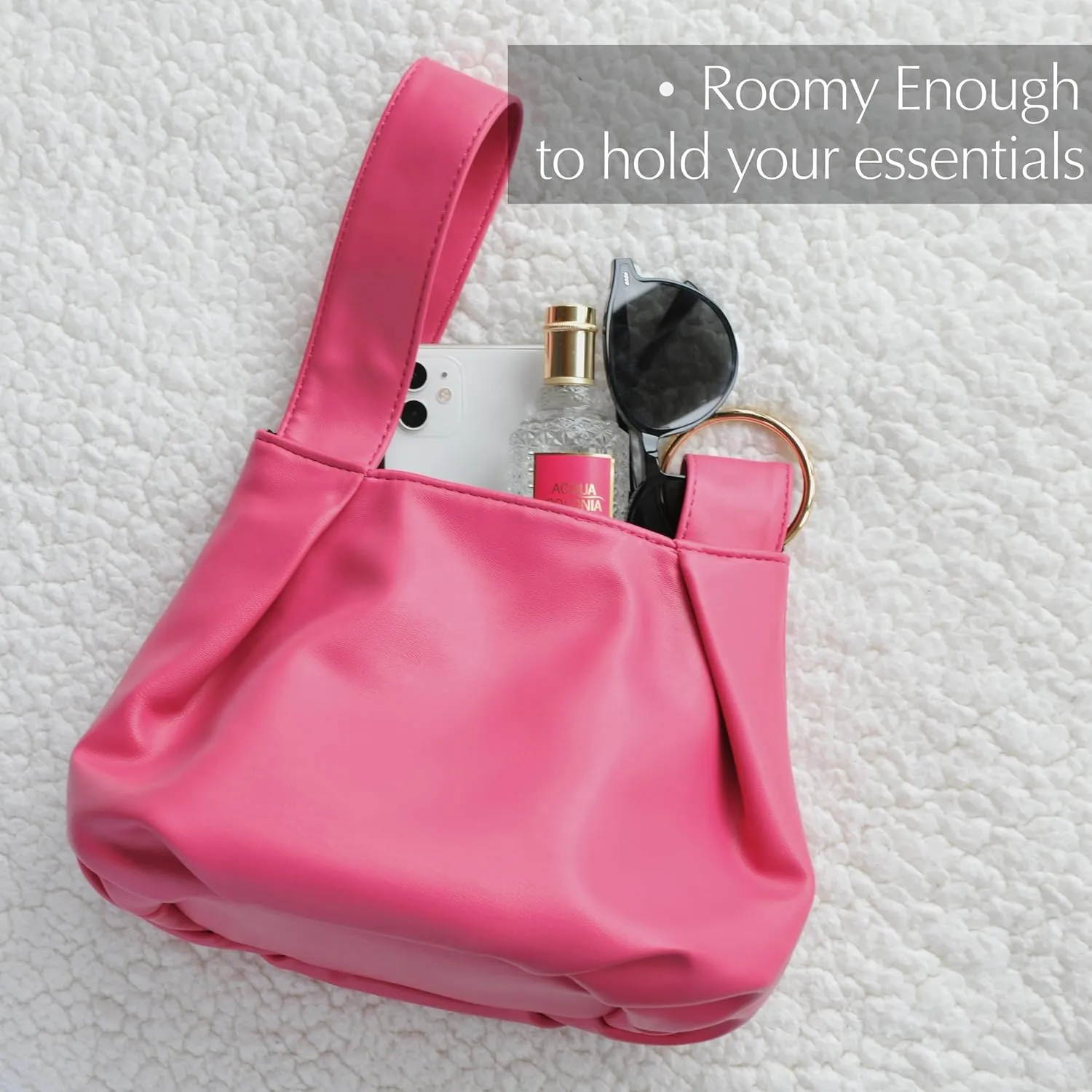 Women's Clutch Soft Vegan Leather Hobo Top Handle Bag Small Tote Purse
