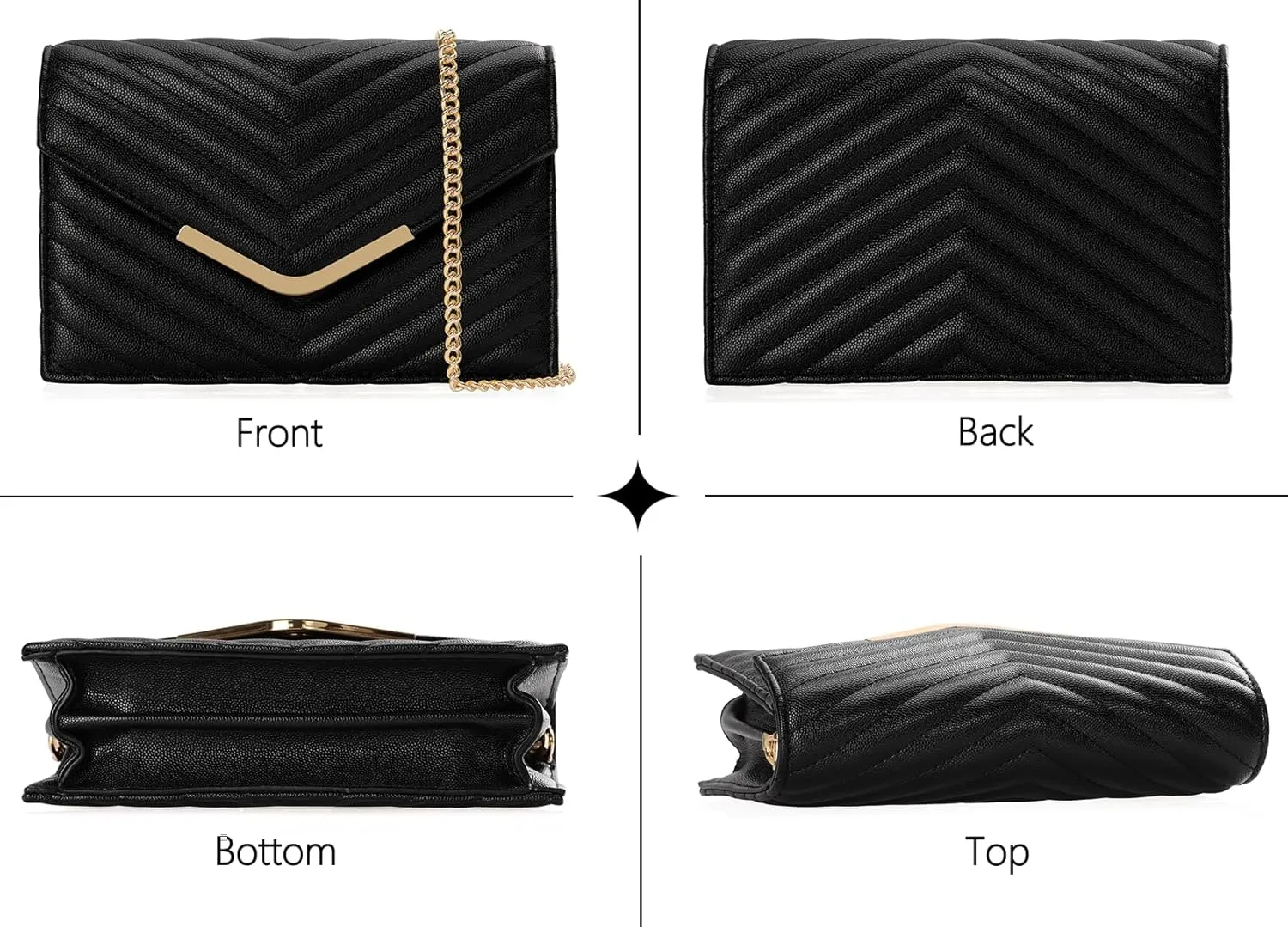 Women's Crossbody Bag - Vegan Leather Quilted Shoulder Purse,Detachable Chain Strap&Multi-Pockets for Everyday Use