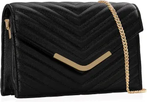 Women's Crossbody Bag - Vegan Leather Quilted Shoulder Purse,Detachable Chain Strap&Multi-Pockets for Everyday Use