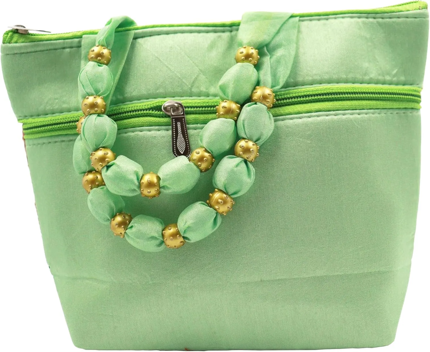 Womens Designer Embroidery Handbag Handmade Satin Bags for Wedding Party Fancy Purse with Top Handle