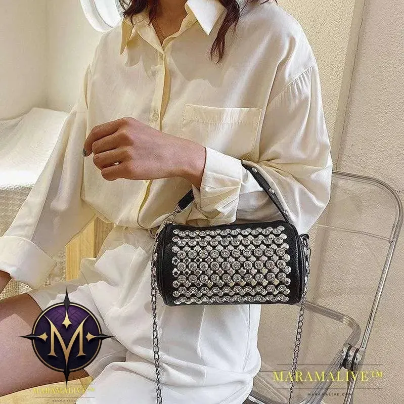 Women's Diamond-studded Small Cylinder Western Style Handbags