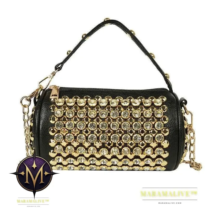 Women's Diamond-studded Small Cylinder Western Style Handbags