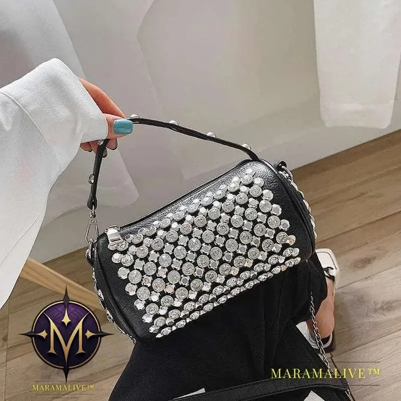 Women's Diamond-studded Small Cylinder Western Style Handbags