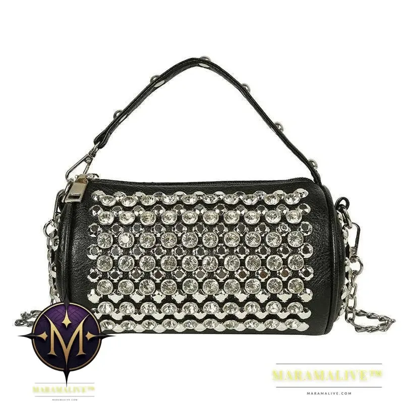 Women's Diamond-studded Small Cylinder Western Style Handbags
