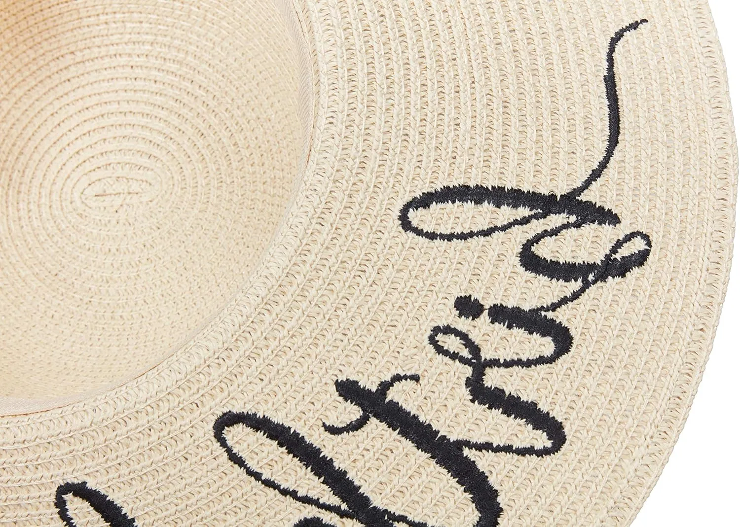 Womens Embroidered Straw Sun Hat Bridal Shower Gift Bachelorette Honeymoon