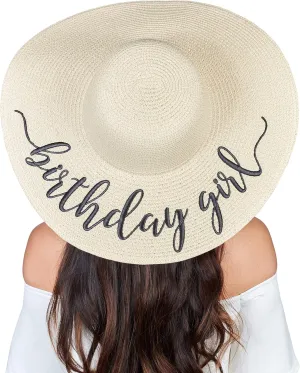 Womens Embroidered Straw Sun Hat Bridal Shower Gift Bachelorette Honeymoon