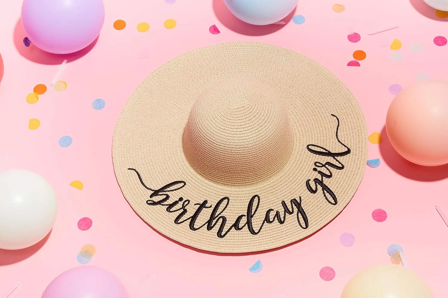 Womens Embroidered Straw Sun Hat Bridal Shower Gift Bachelorette Honeymoon