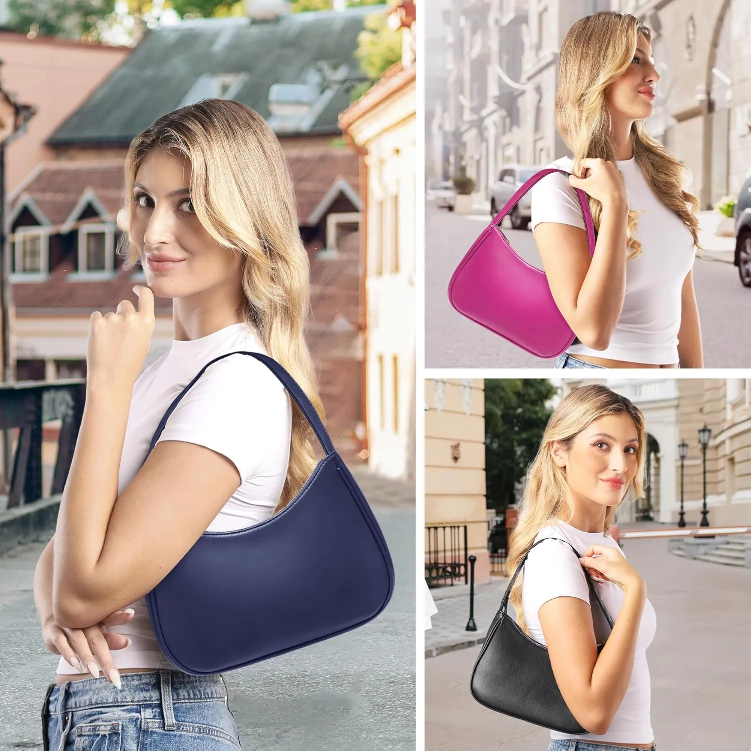 Women's Shoulder Bags, Small Hobo Tote Elegant Clutch Purse with Zipper Closure