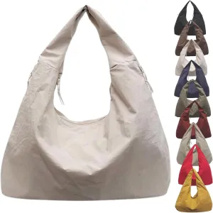 Women's Solid Color Textured Draped Tote Bag, Big Capacity Minimalist Versatile Shoulder Bag,New and Versatile