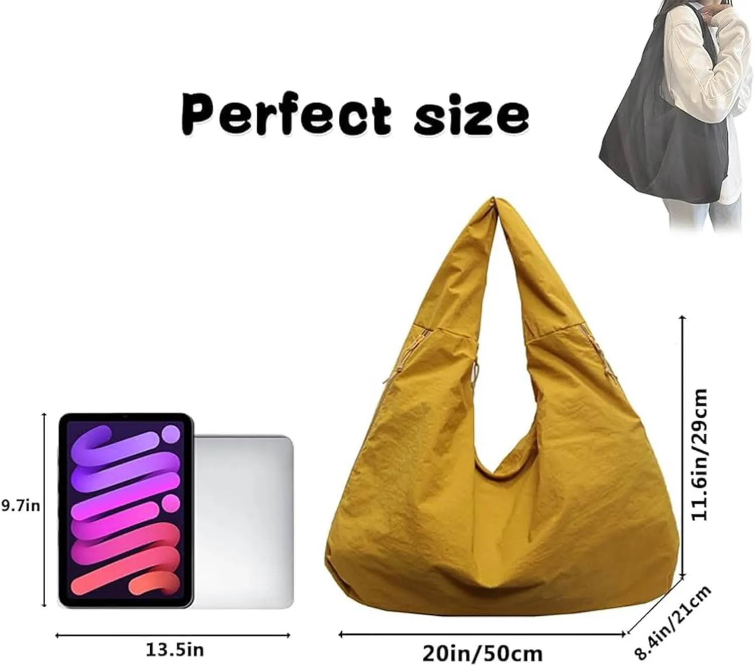 Women's Solid Color Textured Draped Tote Bag, Large Capacity All-Matching Underarm Pack, Hobo Bags for Women Crossbody Hippie