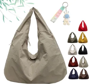 Women's Solid Color Textured Draped Tote Bag, Large Capacity All-Matching Underarm Pack, Hobo Bags for Women Crossbody Hippie