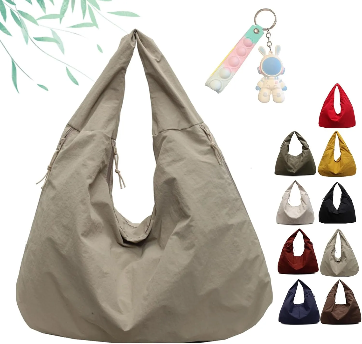 Women's Solid Color Textured Draped Tote Bag, Large Capacity All-Matching Underarm Pack, Hobo Bags for Women Crossbody Hippie