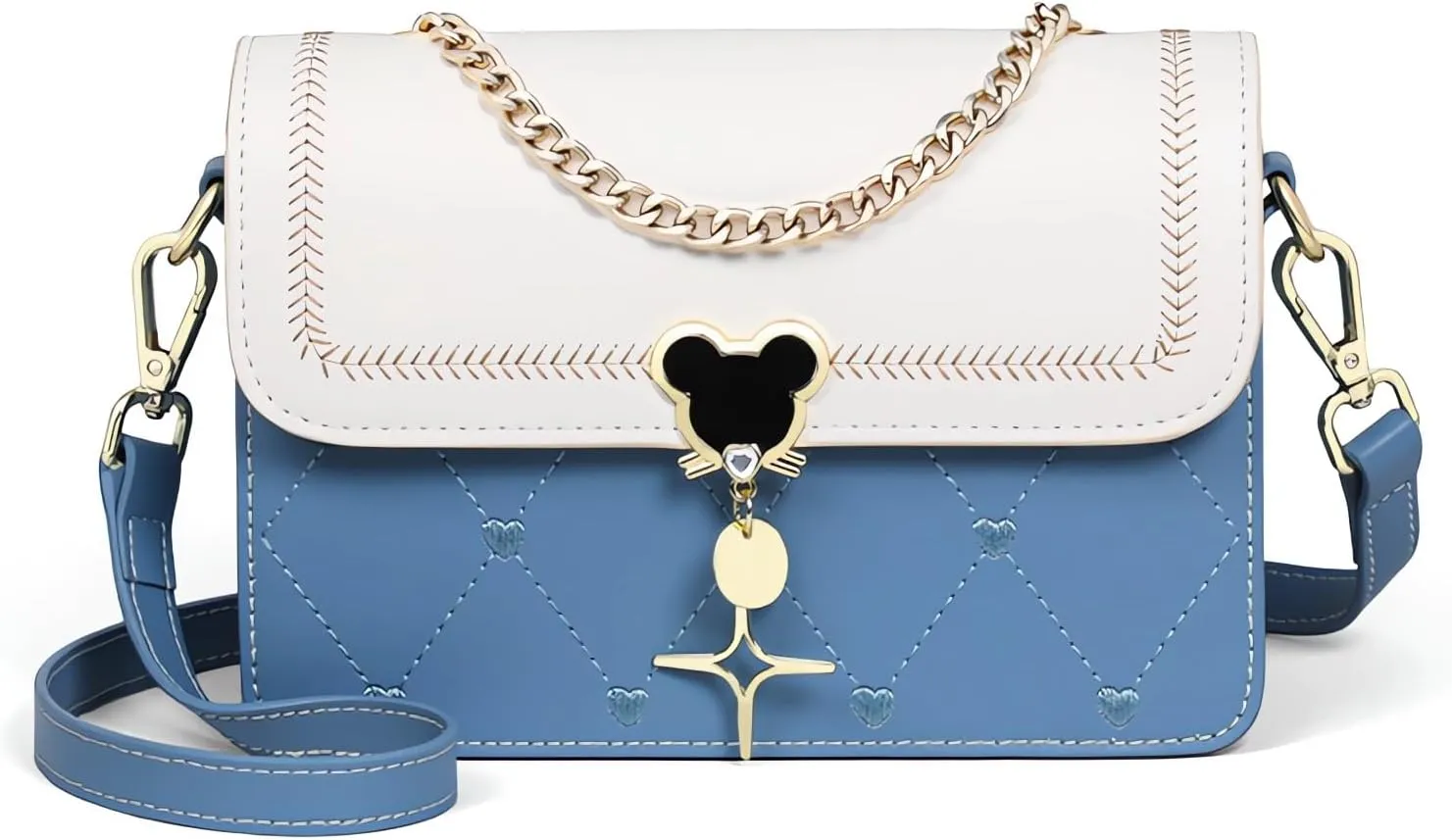 Womens Top Handle Satchel Heart Embroidered Quilted Purses Designer Handbags Small Crossbody Bags