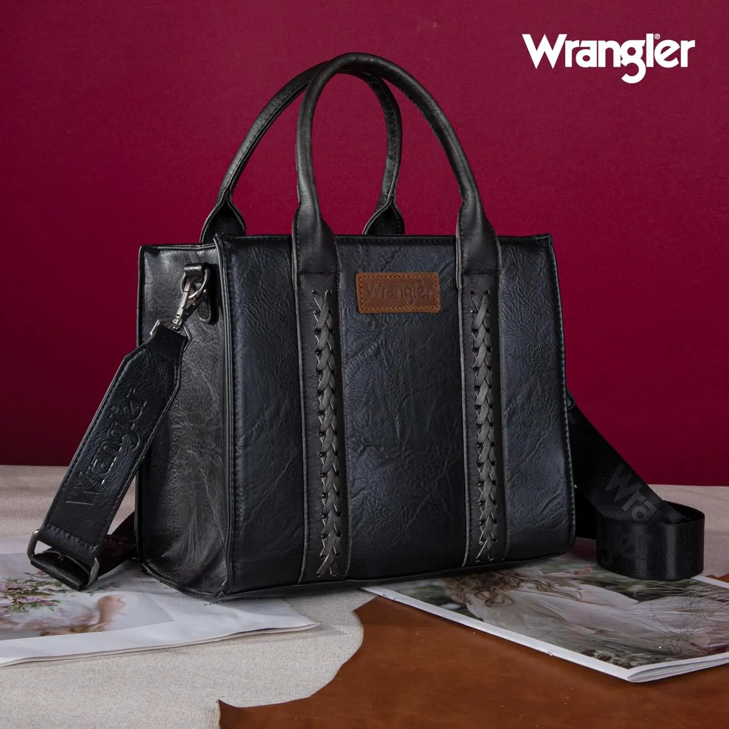 Wrangler Medium Tote Bag for Women Designer Satchel Handbags Top-handle Purses with Strap
