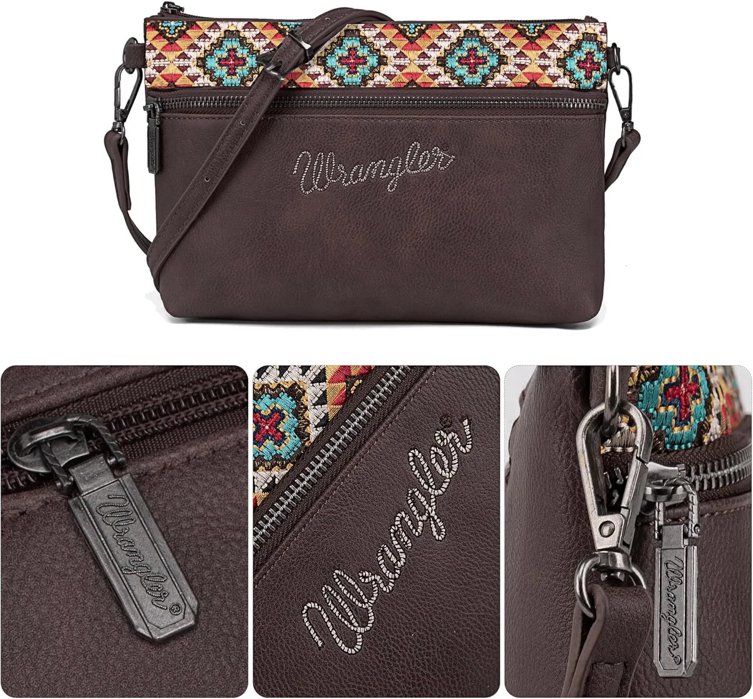 Wrangler Western Cowhide Crossbody Bags for Women Clutch Wristlet Purse