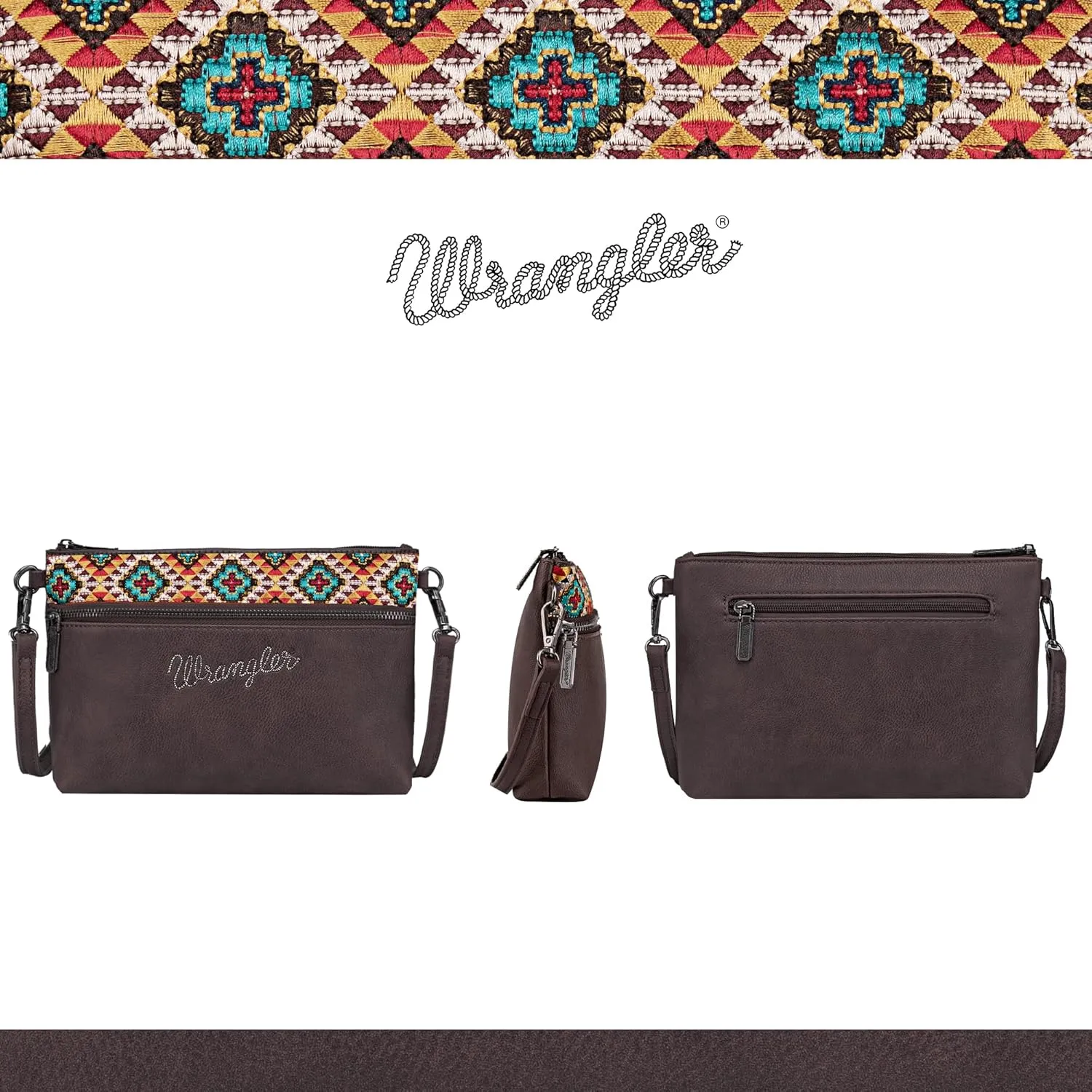 Wrangler Western Cowhide Crossbody Bags for Women Clutch Wristlet Purse