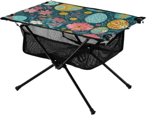 xigua Easter Colored Eggs Folding Camping Table,Portable Camp Table with Carry Bag Beach Table Folding Table for Picnic, Camp,Party,Travel161