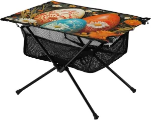 xigua Easter Colored Eggs Folding Camping Table,Portable Camp Table with Carry Bag Beach Table Folding Table for Picnic, Camp,Party,Travel162