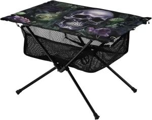 xigua Flowers Skulls Folding Camping Table,Portable Camp Table with Carry Bag Beach Table Folding Table for Picnic, Camp,Party,Travel115