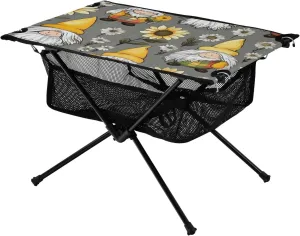 xigua Sunflower Gnome Folding Camping Table,Portable Camp Table with Carry Bag Beach Table Folding Table for Picnic, Camp,Party,Travel313