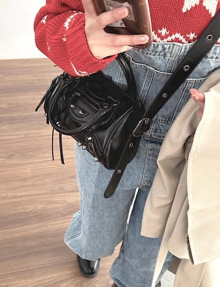 Y2k Crossbody Bags for Women Metal Punk Studs Rivet Y2k Accessories Bag Handbag 2000s Streetwear Y2k Stuff