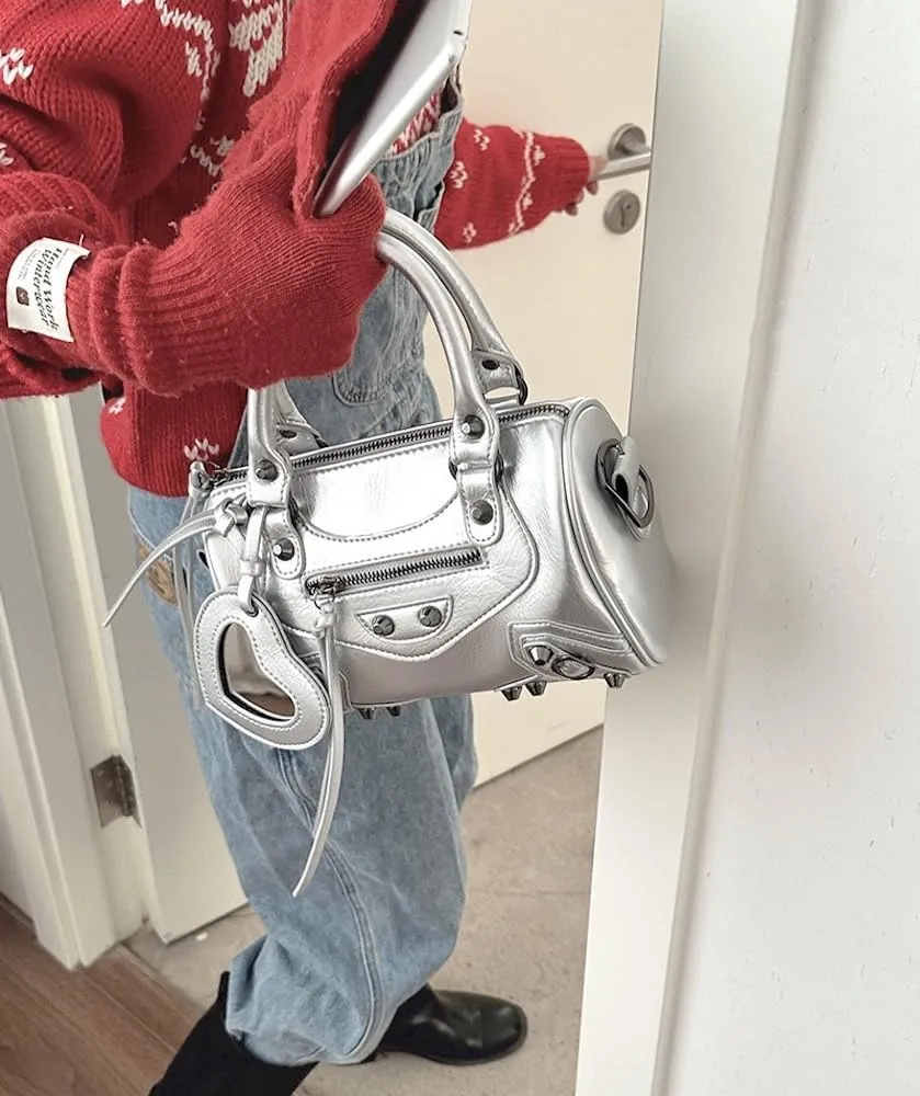 Y2k Crossbody Bags for Women Metal Punk Studs Rivet Y2k Accessories Bag Handbag 2000s Streetwear Y2k Stuff