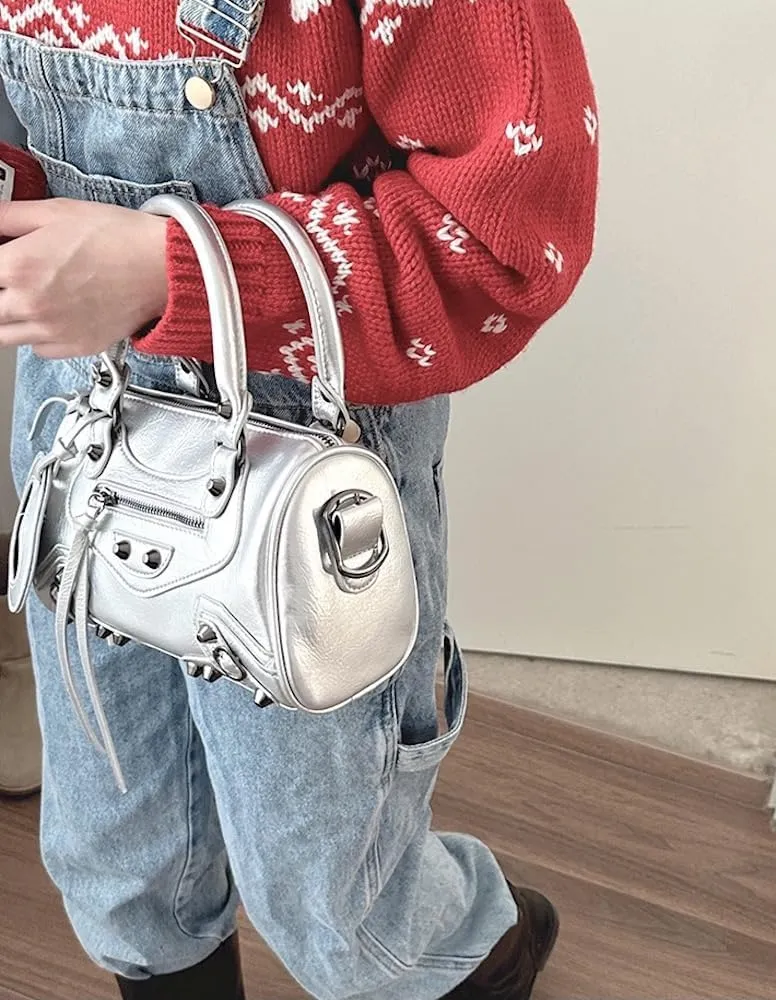 Y2k Crossbody Bags for Women Metal Punk Studs Rivet Y2k Accessories Bag Handbag 2000s Streetwear Y2k Stuff