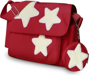 Y2K Messenger Bag for Women, Lightweight Spacious Stars Tote Purse with Cute Coin Purse, Crossbody Shoulder Bag