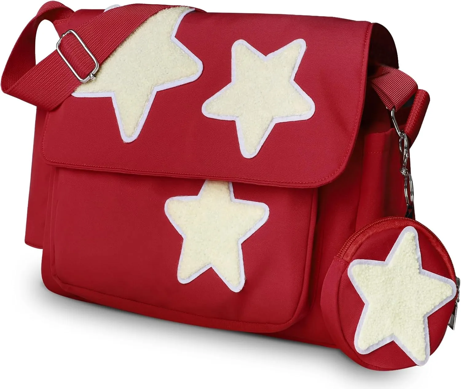 Y2K Messenger Bag for Women, Lightweight Spacious Stars Tote Purse with Cute Coin Purse, Crossbody Shoulder Bag