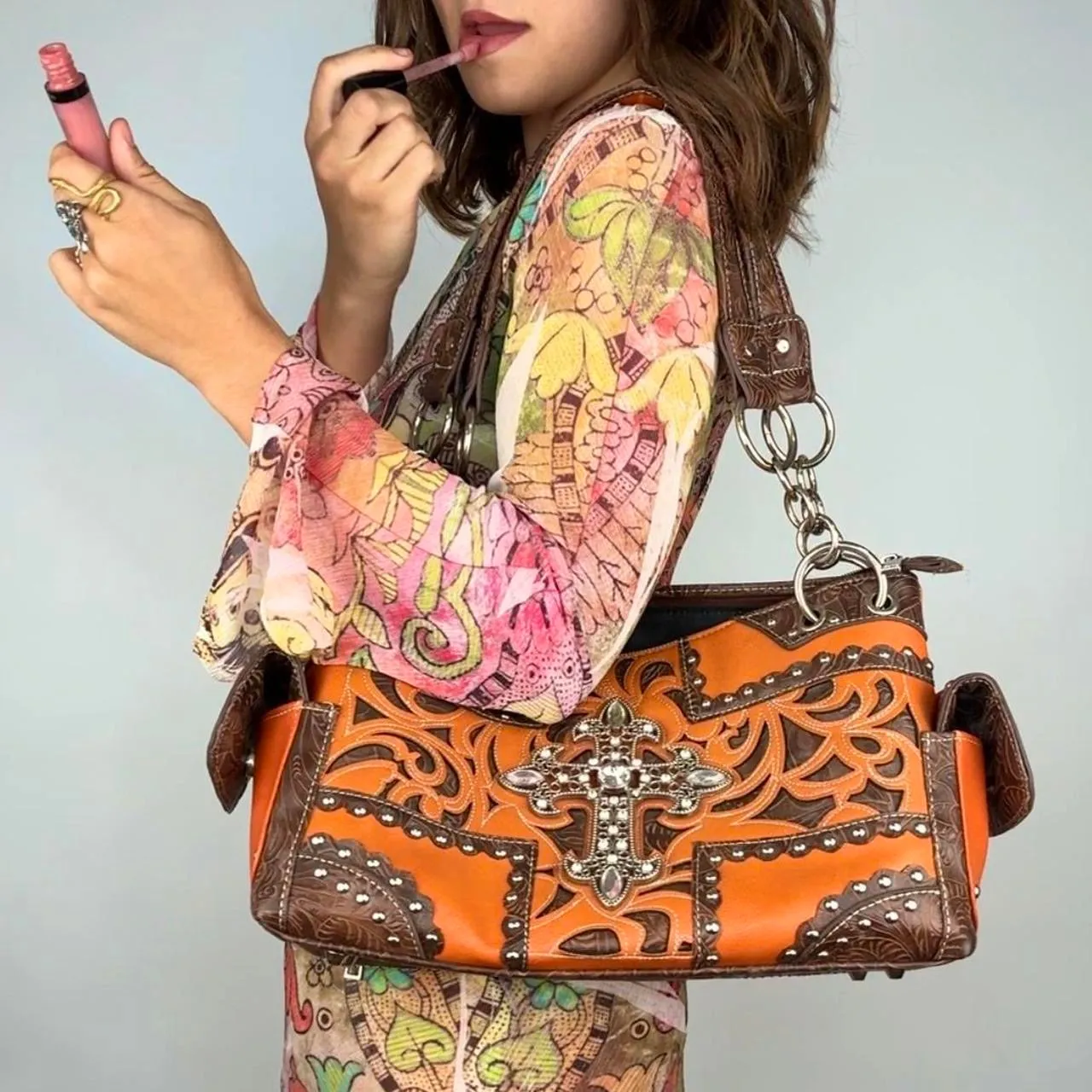 Y2K Rhinestone Cross Shoulder Bag