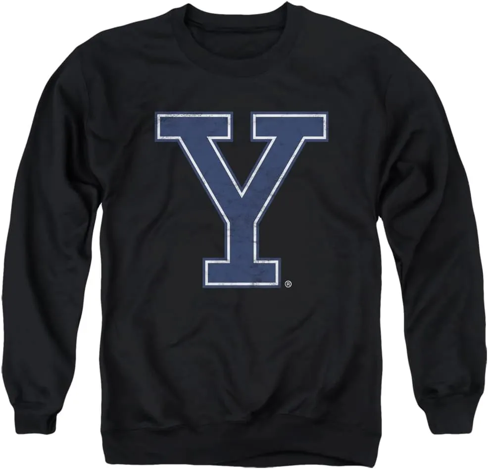 Yale University Official Distressed Primary Logo Unisex Adult Crewneck Sweatshirt