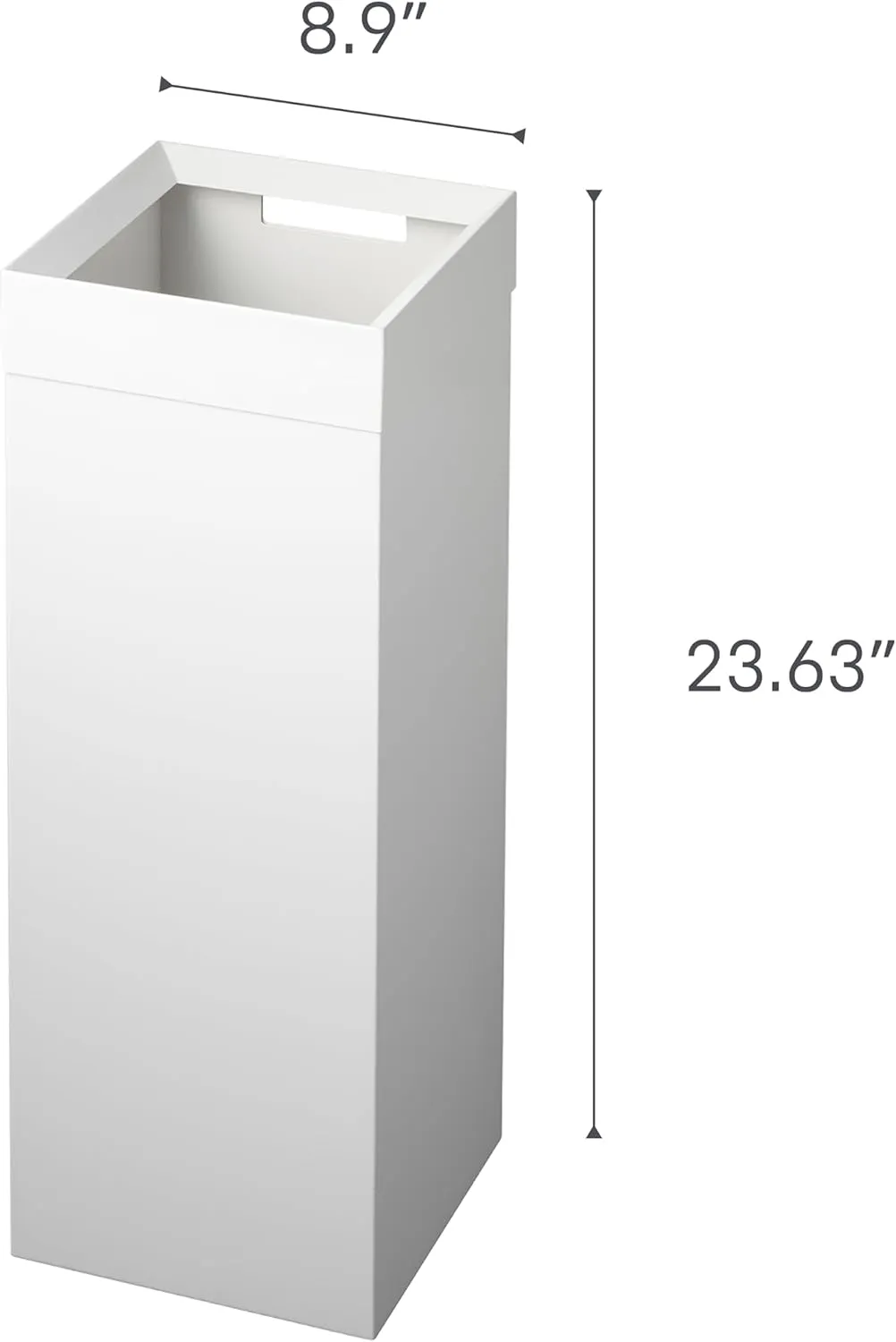 Yamazaki Home Tower Tall Trash Can - Modern Garbage Waste Basket With Handle For Kitchen Bathroom Office - Steel - 7.25 Gallons, 27 Liters