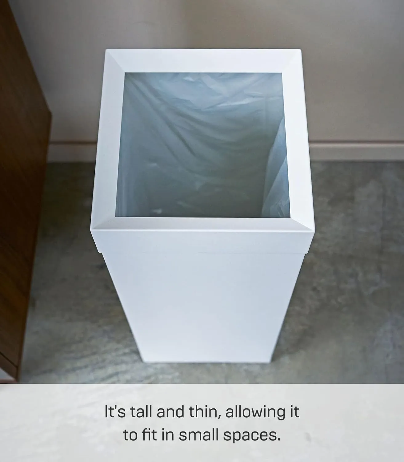 Yamazaki Home Tower Tall Trash Can - Modern Garbage Waste Basket With Handle For Kitchen Bathroom Office - Steel - 7.25 Gallons, 27 Liters
