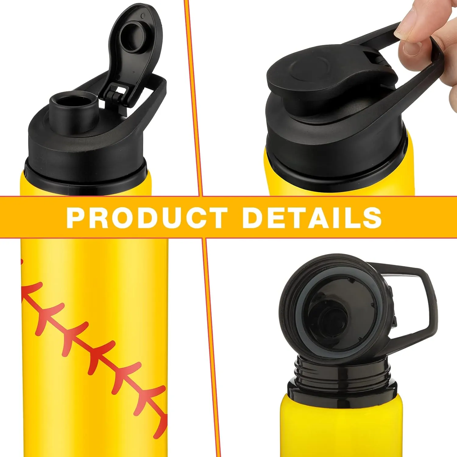 Yaomiao 10 Pcs Softball Water Bottles Aluminum Softball Gifts Tumbler Snap Lid Leak Proof Baseball Sports Bottle Baseball Accessories for Gym Sports Travel Coffee Friends Men Girls