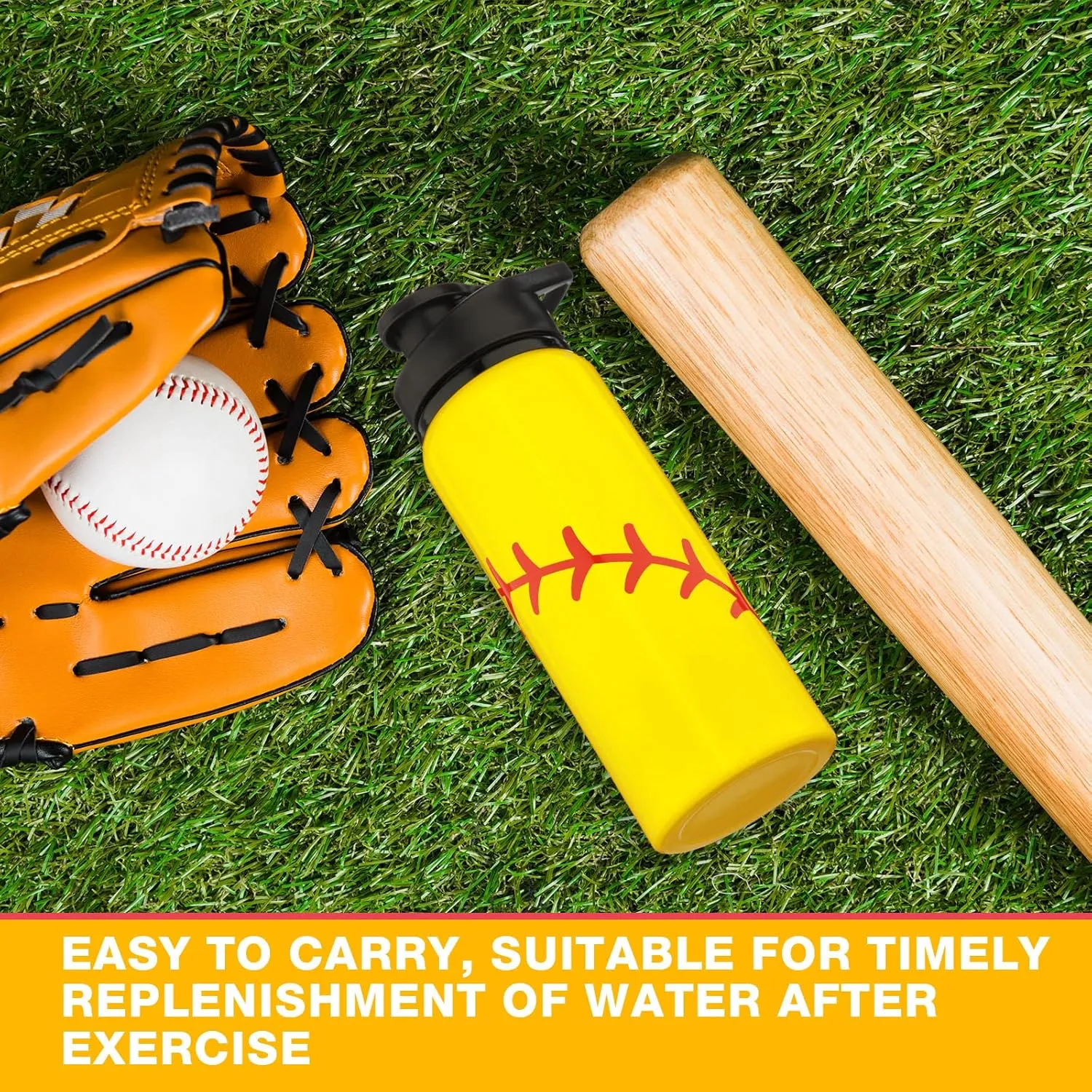 Yaomiao 10 Pcs Softball Water Bottles Aluminum Softball Gifts Tumbler Snap Lid Leak Proof Baseball Sports Bottle Baseball Accessories for Gym Sports Travel Coffee Friends Men Girls