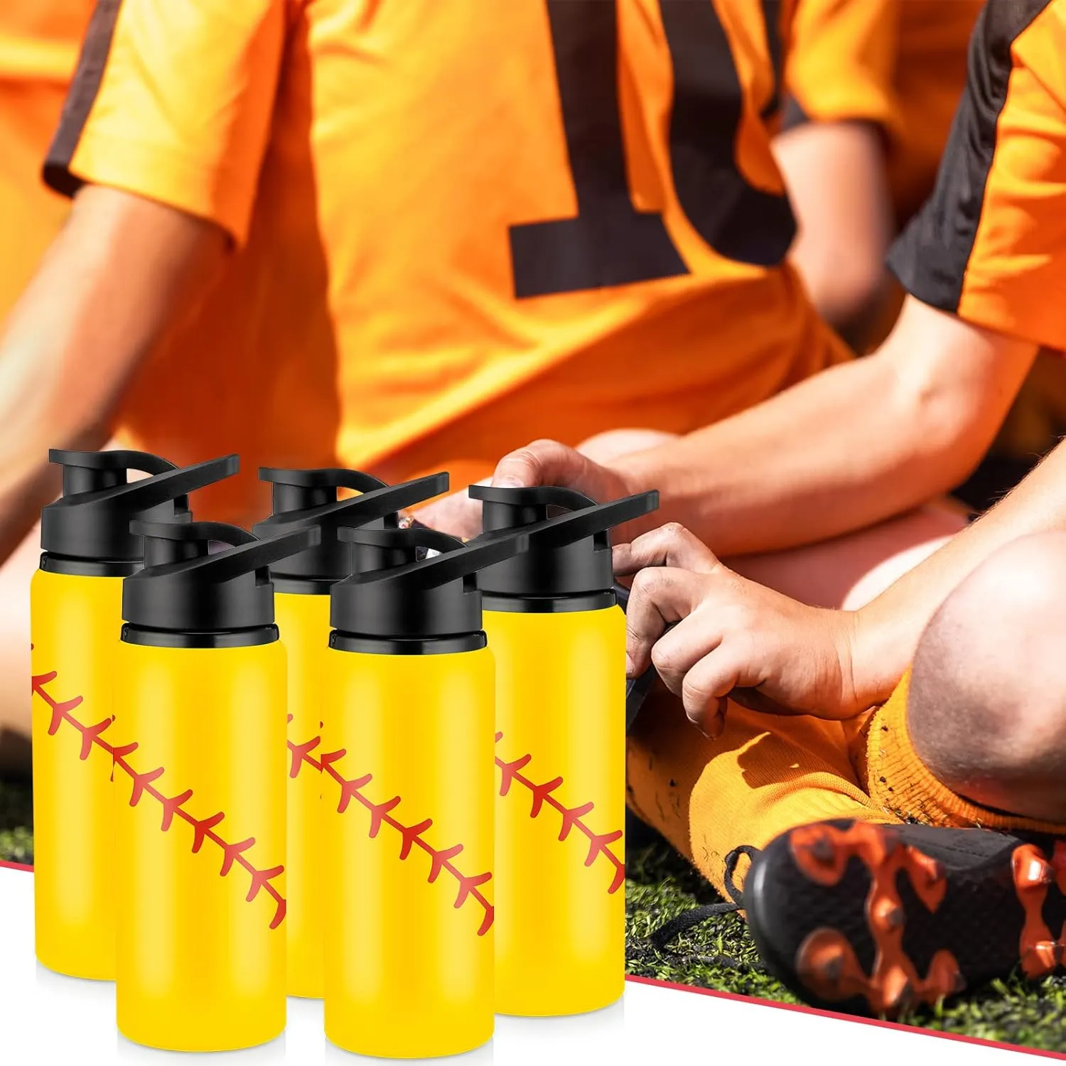 Yaomiao 10 Pcs Softball Water Bottles Aluminum Softball Gifts Tumbler Snap Lid Leak Proof Baseball Sports Bottle Baseball Accessories for Gym Sports Travel Coffee Friends Men Girls
