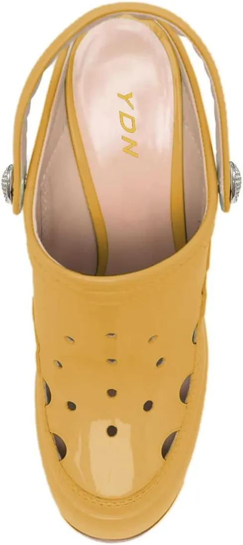 YDN Women Summer Closed Toe Platform Clogs Chunky High Heel Studded Sandals Slingback Strap Mules Fashion Party Prom Dressy Shoes Size 4-15 US