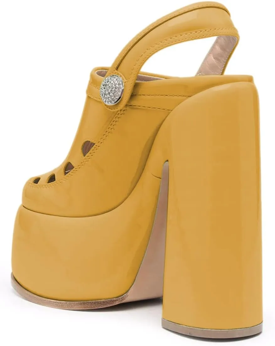 YDN Women Summer Closed Toe Platform Clogs Chunky High Heel Studded Sandals Slingback Strap Mules Fashion Party Prom Dressy Shoes Size 4-15 US