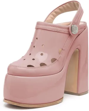 YDN Women Summer Closed Toe Platform Clogs Chunky High Heel Studded Sandals Slingback Strap Mules Fashion Party Prom Dressy Shoes Size 4-15 US
