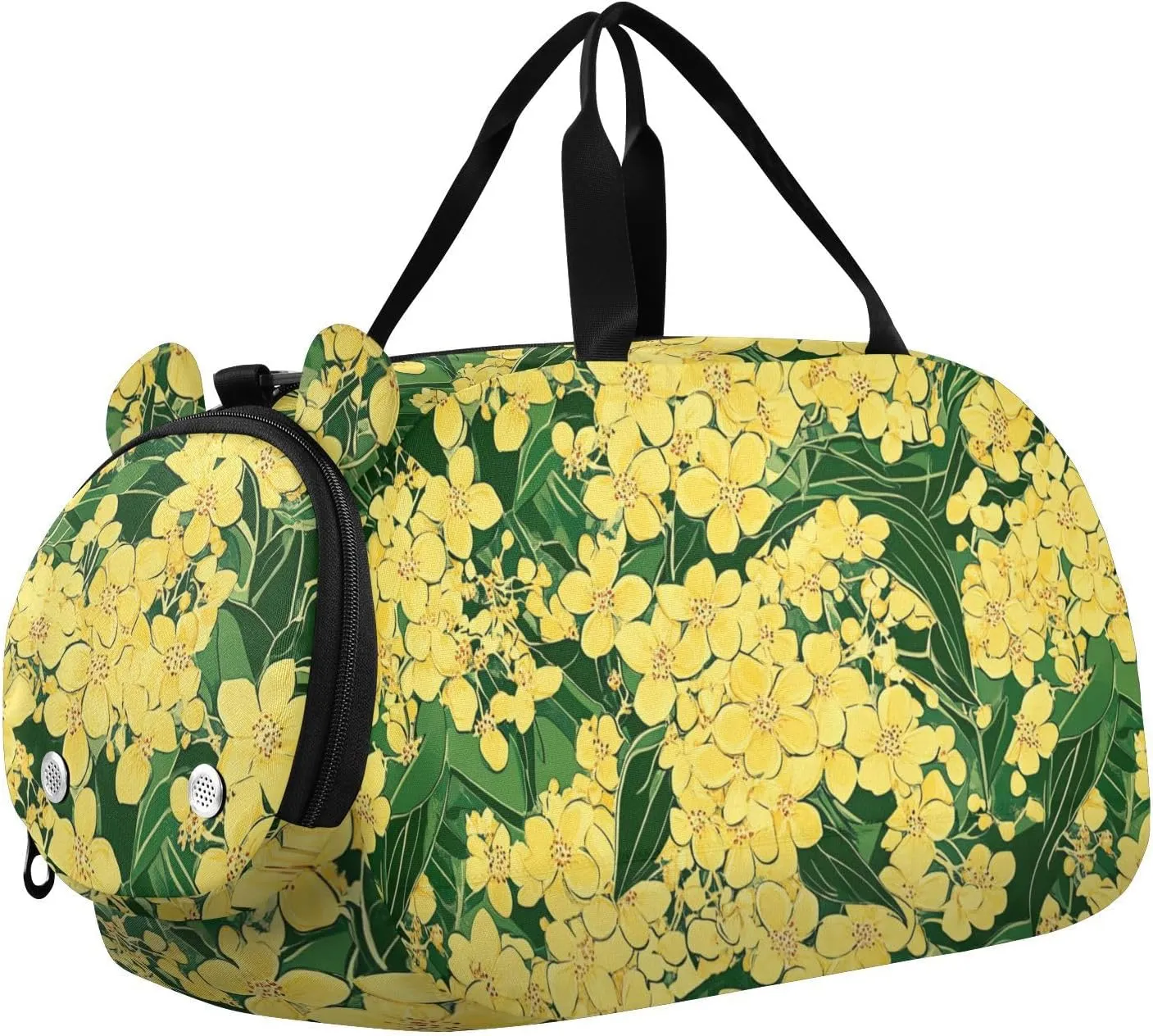 Yellow Elder Beauty Flowers Duffel Gym Bags with Shoes Compartment Large Capacity Travel Duffel Bag for Beach Swim Bags Pool Sports