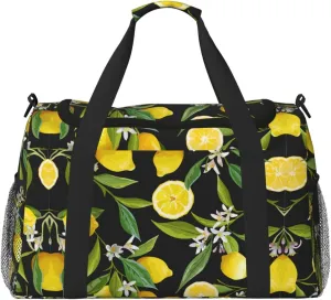 Yellow Lemon print Personal Item Bag Carry on Bag Underseat Travel Duffel Bags Gym Carry On Sports Bags