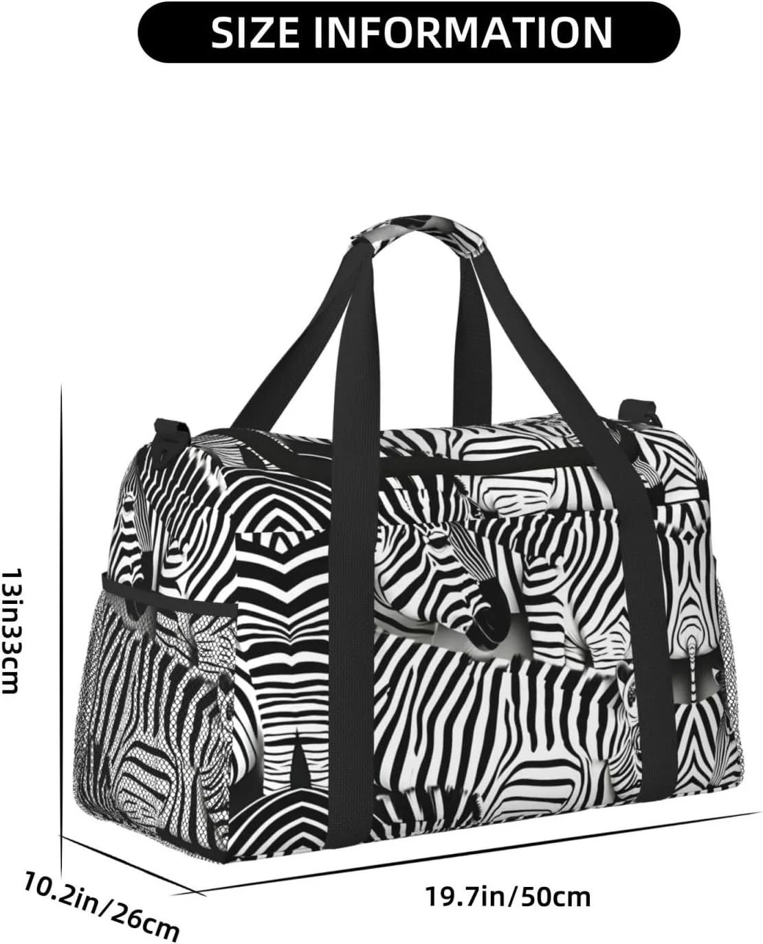 Zebra Travel Bag, Weekender Bags For Women Men For Outdoor Adventures, Ideal For Camping And Hiking