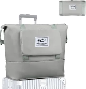 ZGWJ Travel Tote Bags, Expandable Overnight Weekender Bag for Women Foldable Carry-On